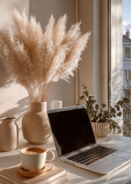 laptop on a table doing web design work